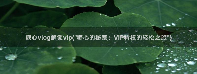 糖心vlog无限看：糖心vlog解锁vip(\
